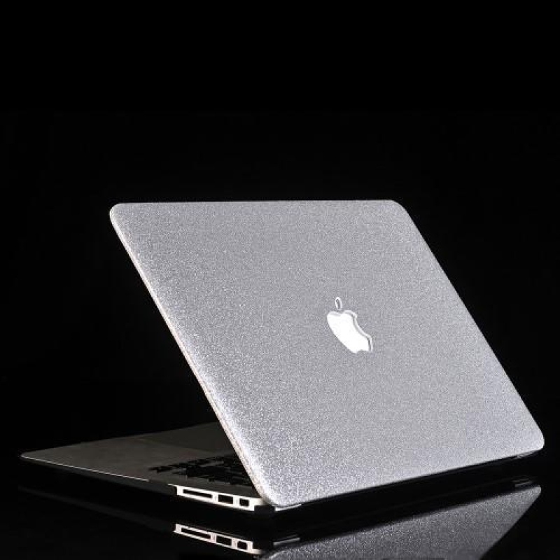 Glitter dvojdielne PU kožené / plastové puzdro na MacBook Air 13.3 - strieborný