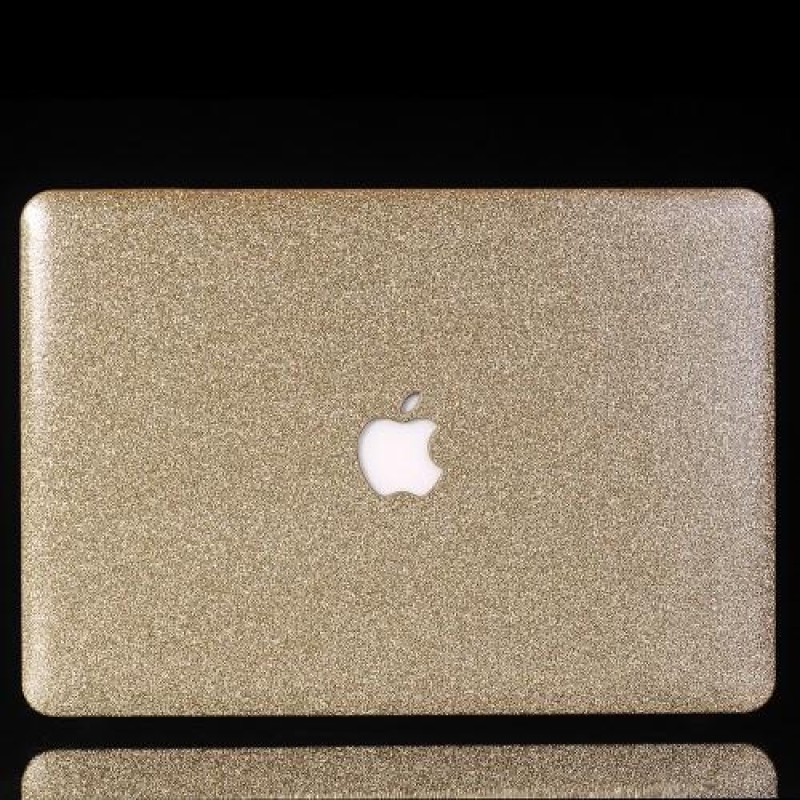 Glitter dvojdielne PU kožené / plastové puzdro na MacBook Air 13.3 - zlatý