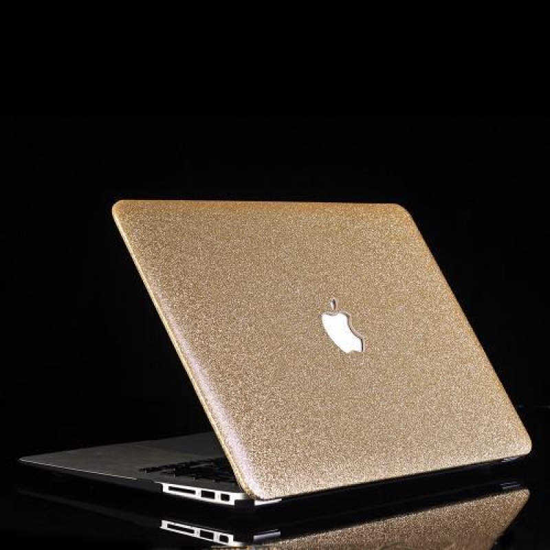 Glitter dvojdielne PU kožené / plastové puzdro na MacBook Air 13.3 - zlatý