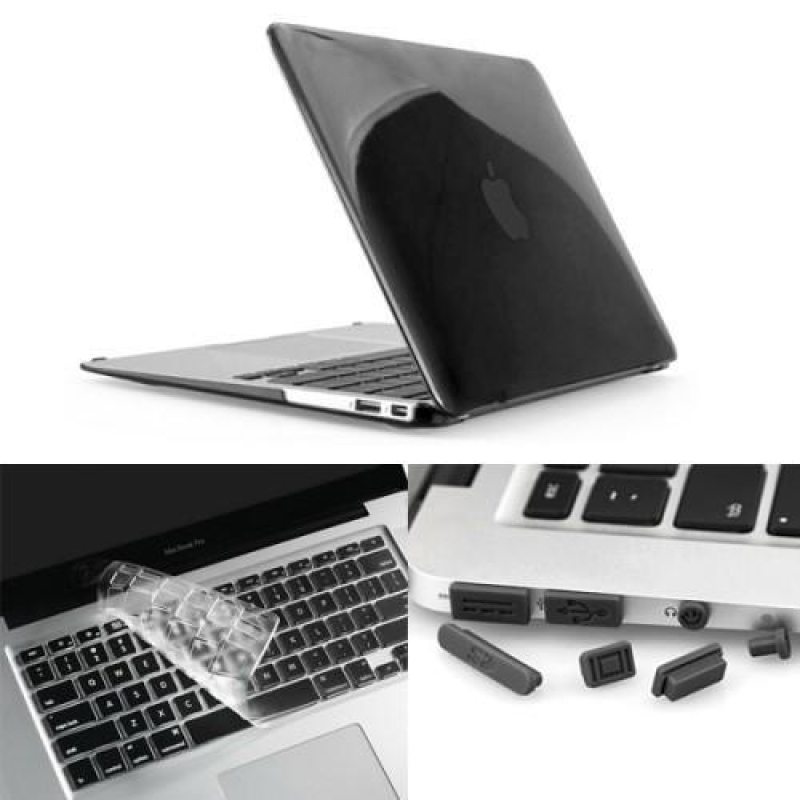 Gloss sada plastový obal, protiprachová zástrčka a chránič klávesnice na MacBook Air 13.3 - čierny