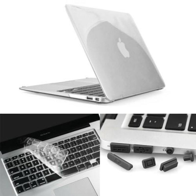 Gloss sada plastový obal, protiprachová zástrčka a chránič klávesnice na MacBook Air 13.3 - transparentné