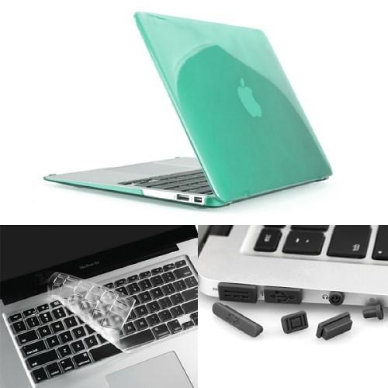 Gloss sada plastový obal, protiprachová zástrčka a chránič klávesnice na MacBook Air 13.3 - zelený