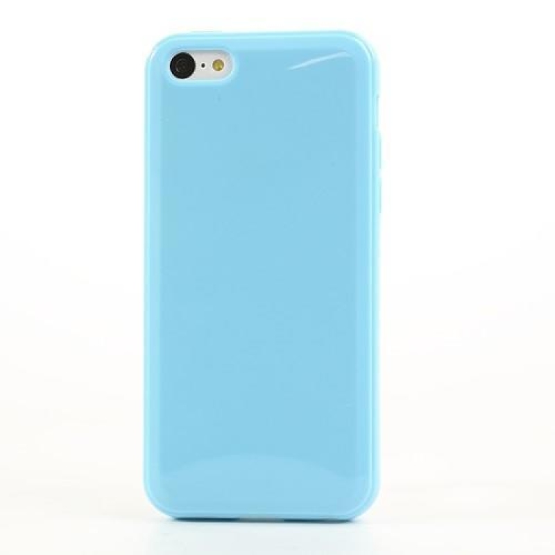 Glosy pastelový gélový obal na iPhone 5C - modrý