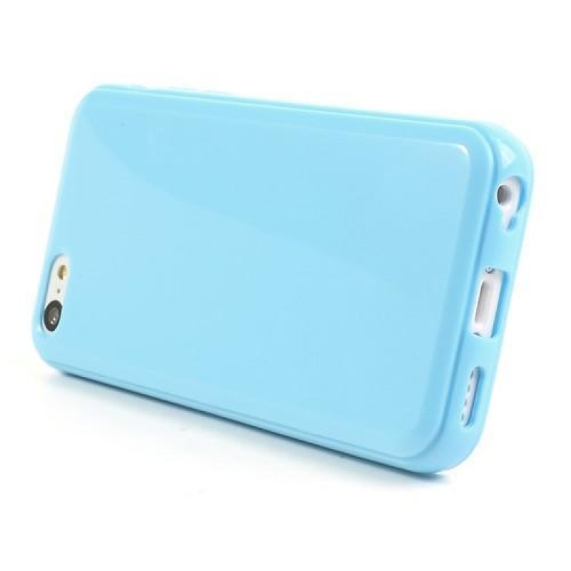 Glosy pastelový gélový obal na iPhone 5C - modrý