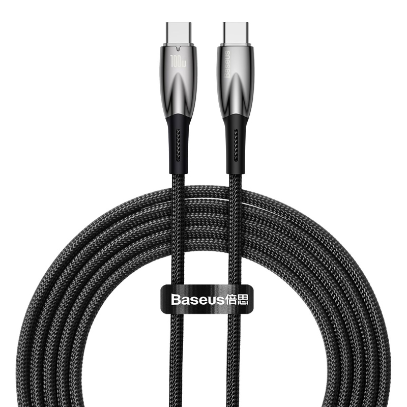 Baseus Glimmer Series Fast Charging Dátový Kábel USB-C - USB-C 100W 2m Black