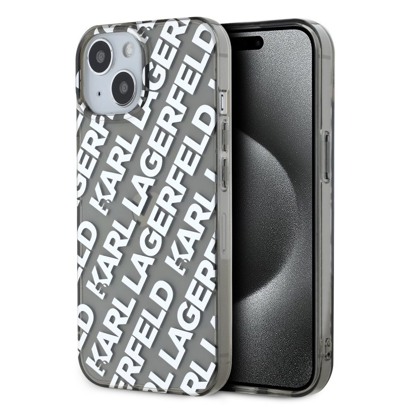 Karl Lagerfeld IML Electroplated Repeated Logo Zadný Kryt pre iPhone 15 Silver