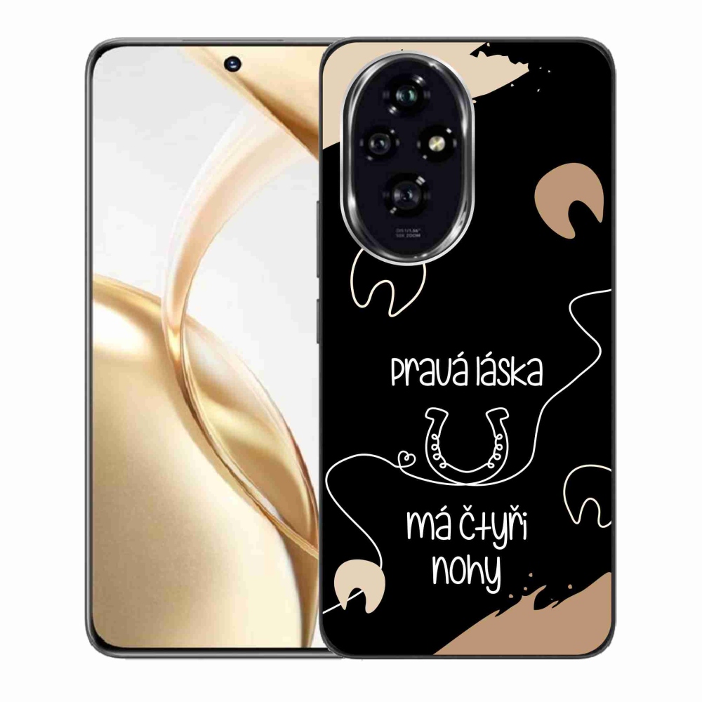 Gélový kryt mmCase na Honor 200 5G - konský motív čierne pozadie