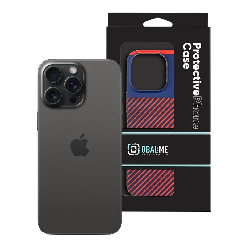 OBAL:ME Flossy Stripes Kryt pre Apple iPhone 15 Pro Max Blue/Red