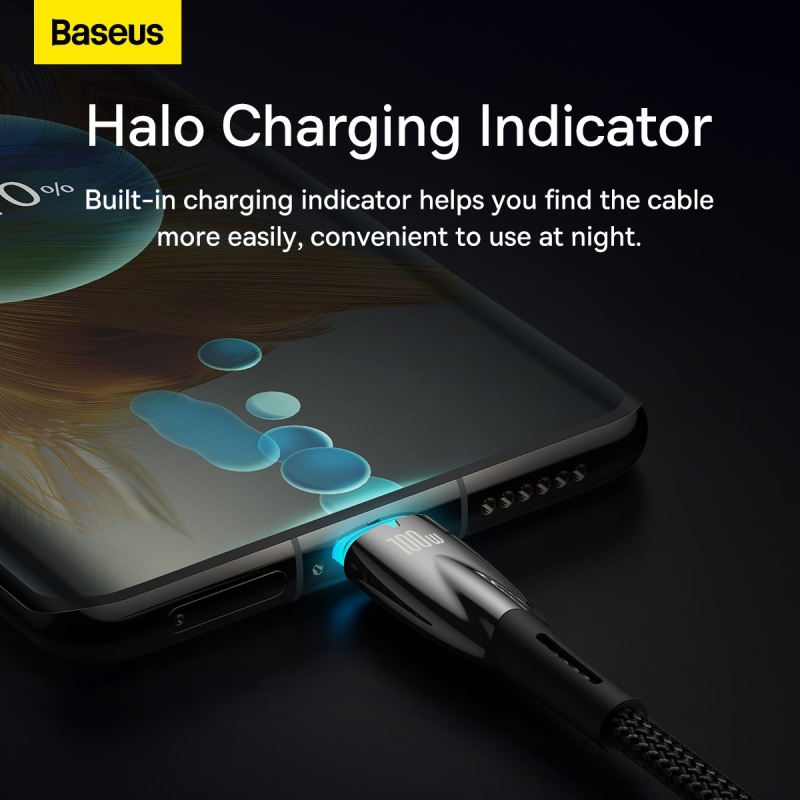 Baseus Glimmer Series Fast Charging Dátový Kábel USB-C - USB-C 100W 1m Black
