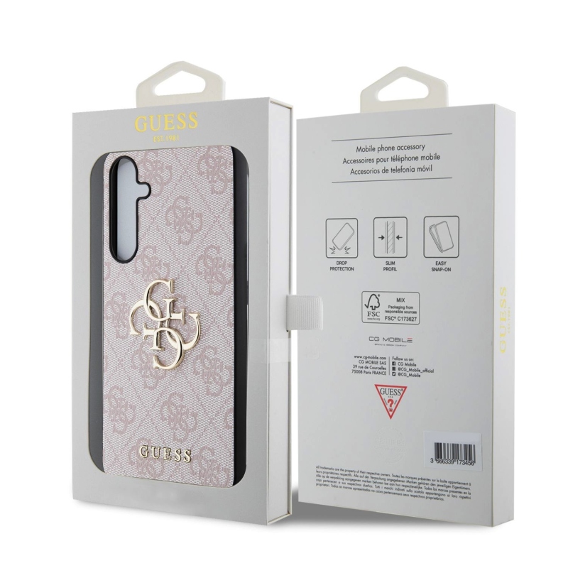 Guess PU 4G Metal Logo Zadný Kryt pre Samsung Galaxy A55 5G Pink