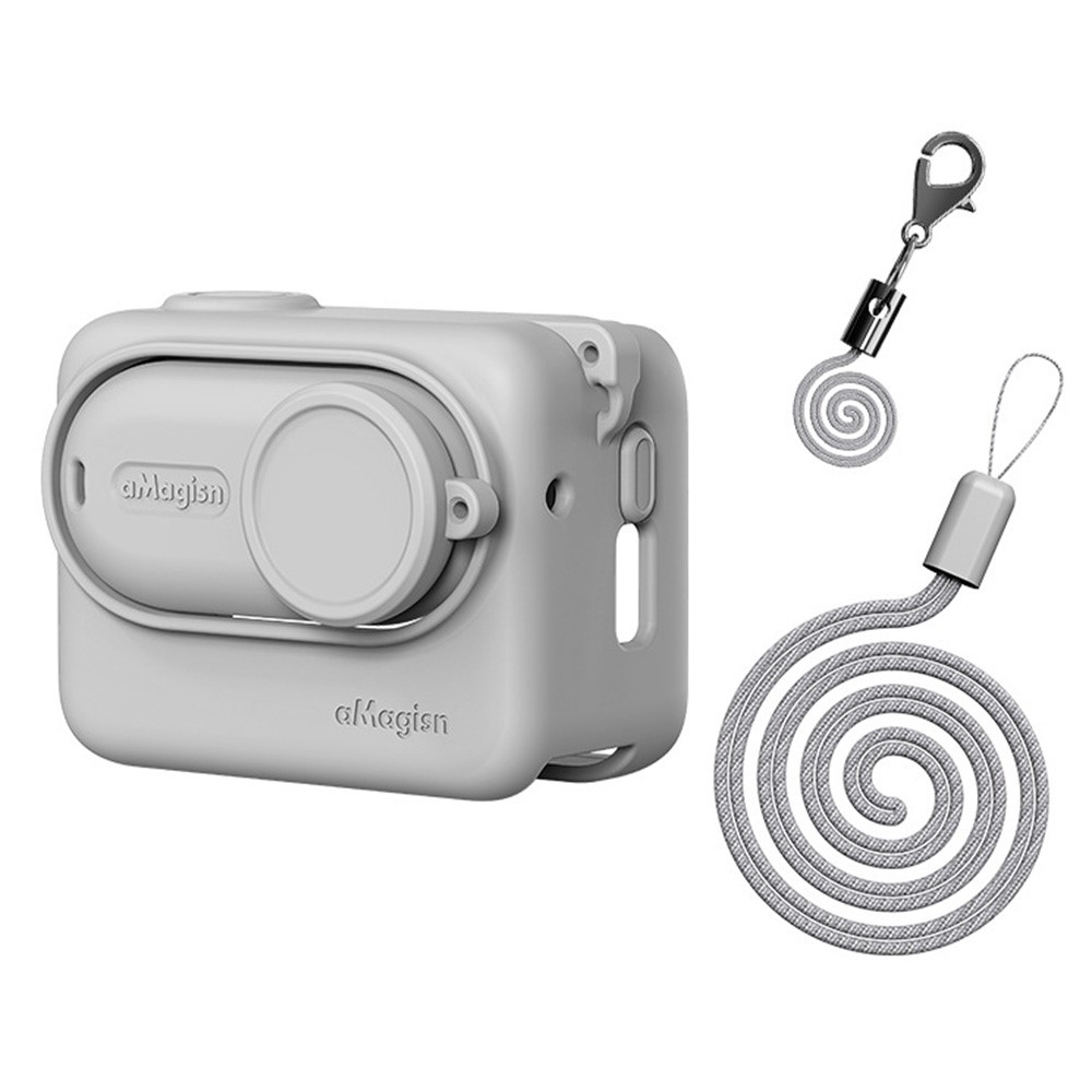 Silikónový ochranný obal AMAGISN s pútkom pre Insta360 GO 3S - šedé