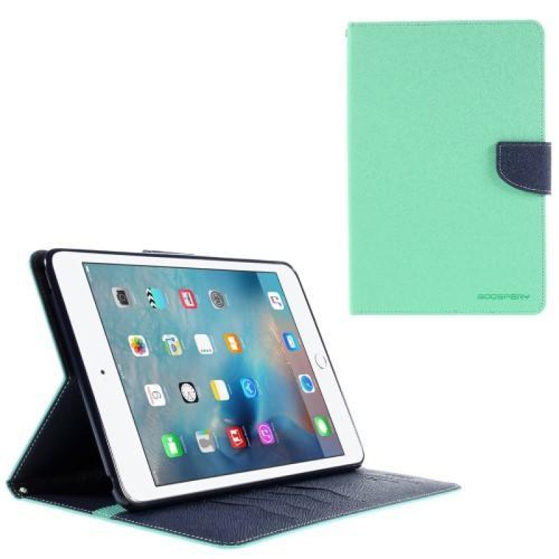 Goos PU kožené zapínacie puzdro na iPad mini 4 - cyan