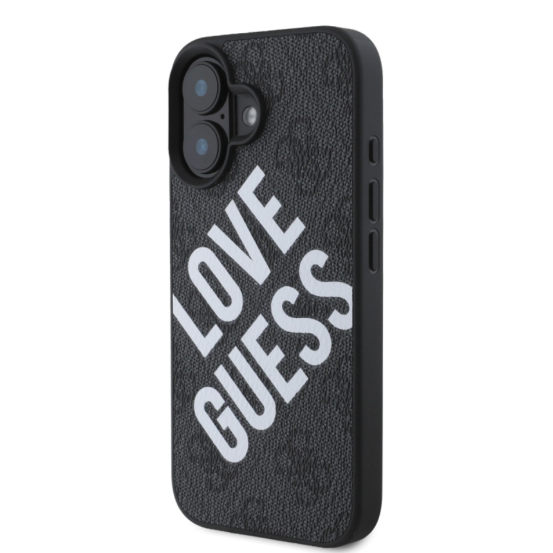 Guess PU Leather 4G Big Love Logo MagSafe Zadný Kryt pre iPhone 16 Black