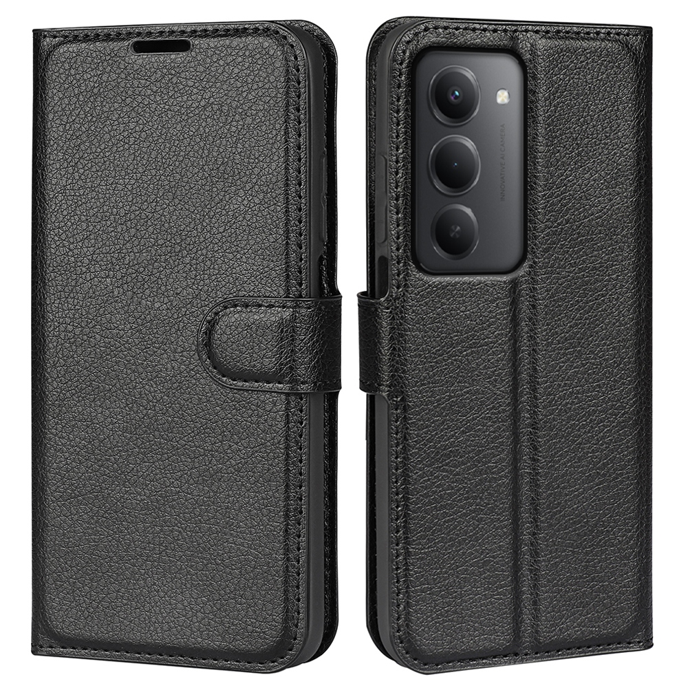 Litchi knižkové púzdro na Xiaomi Redmi 15 4G/5G (171mm) - čierne