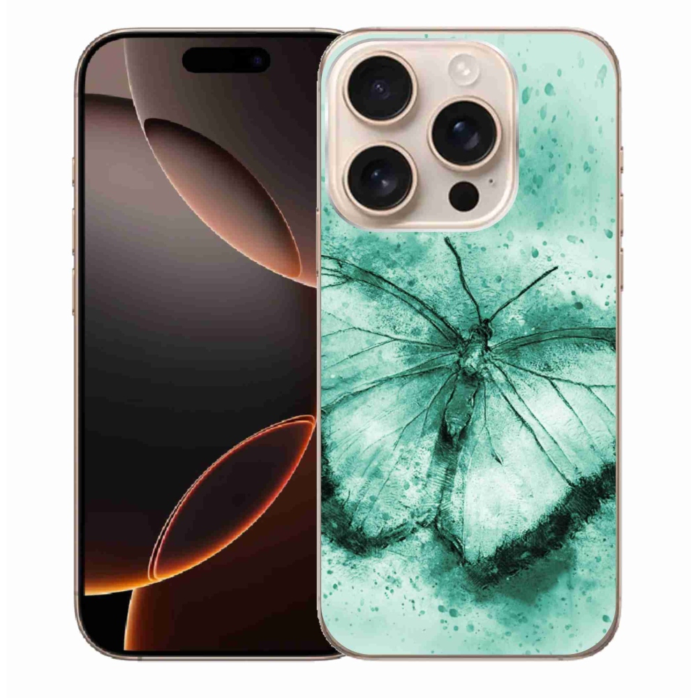 Gélový obal mmCase na iPhone 16 Pro Max - zelený motýľ