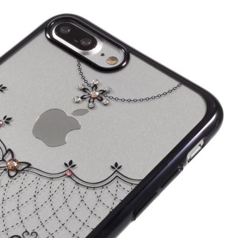 Grace plastový obal sa Swarovski crystal na iPhone 8 Plus a iPhone 7 Plus - čierne srdce