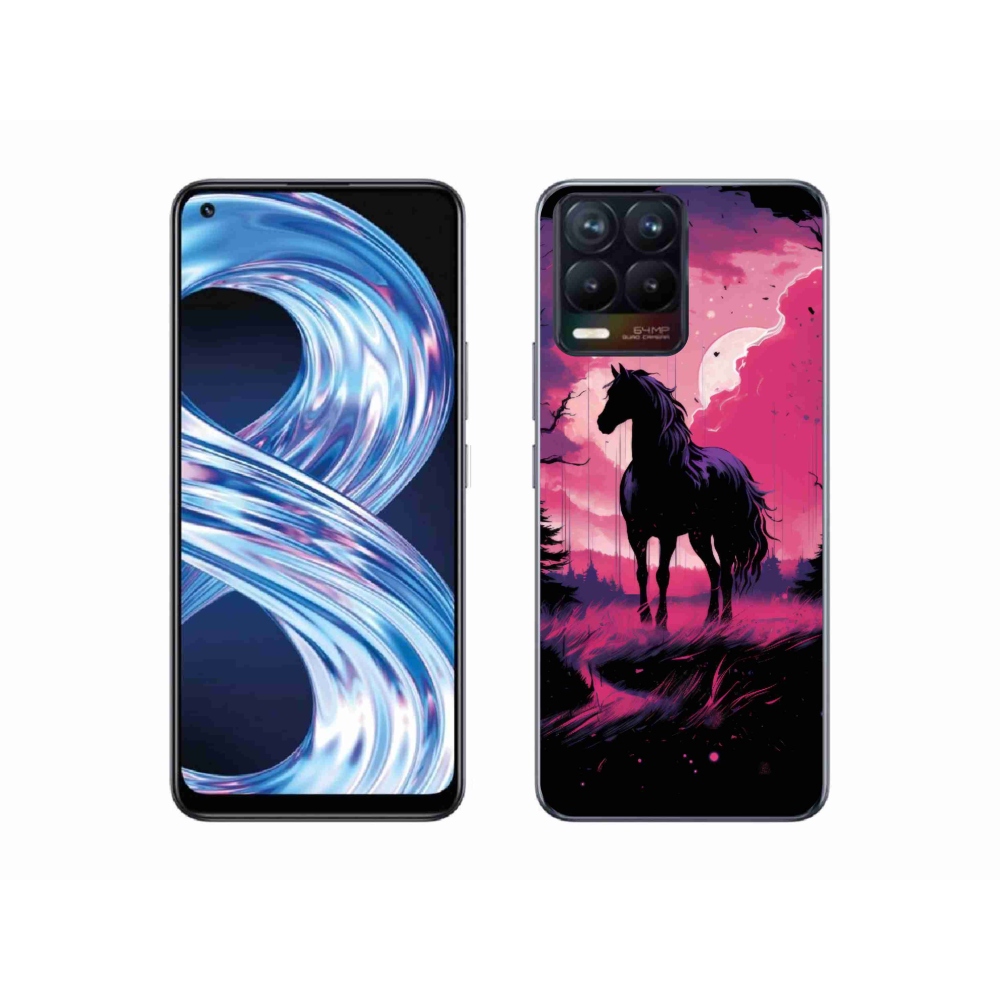 Gélový kryt mmCase na Realme 8 Pro - čierny kreslený kôň 1