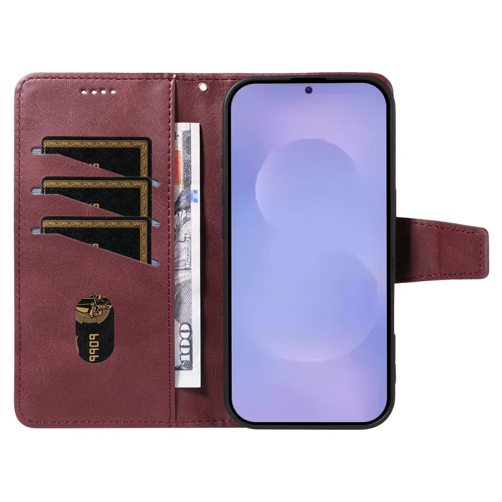 Gridy knižkové púzdro na Samsung Galaxy S26/S26 Pro - vínové