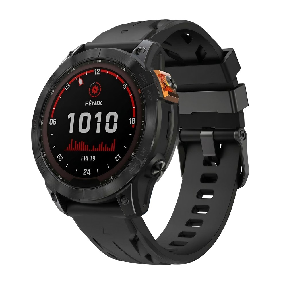 Groove silikónový remienok 22mm na Garmin Fenix ​​8 Pro 47mm/Fenix ​​8 47mm - čierny
