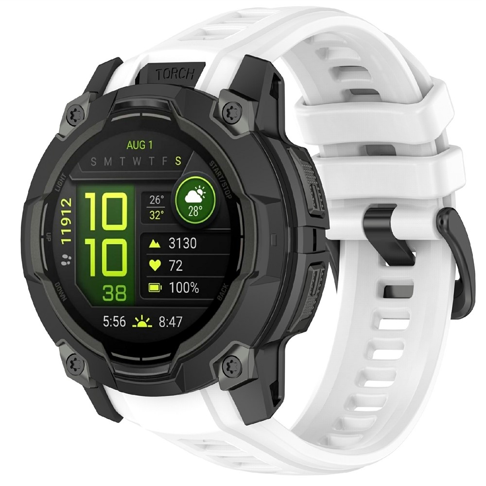 Groove silikónový remienok na Garmin Instinct 3 45mm/3 Solar 45mm - biely