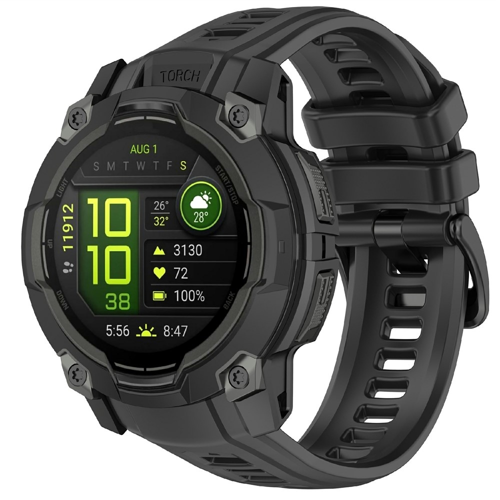 Groove silikónový remienok na Garmin Instinct 3 45mm/3 Solar 45mm - čierny