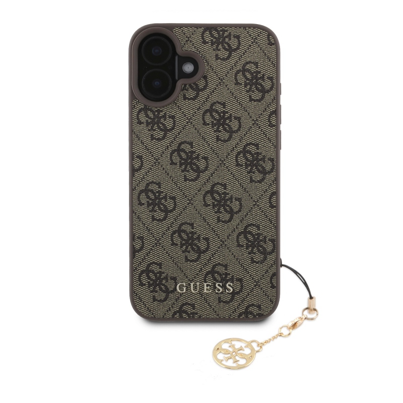 Guess 4G Charm Zadný Kryt pre iPhone 16 Tone on Tone Brown