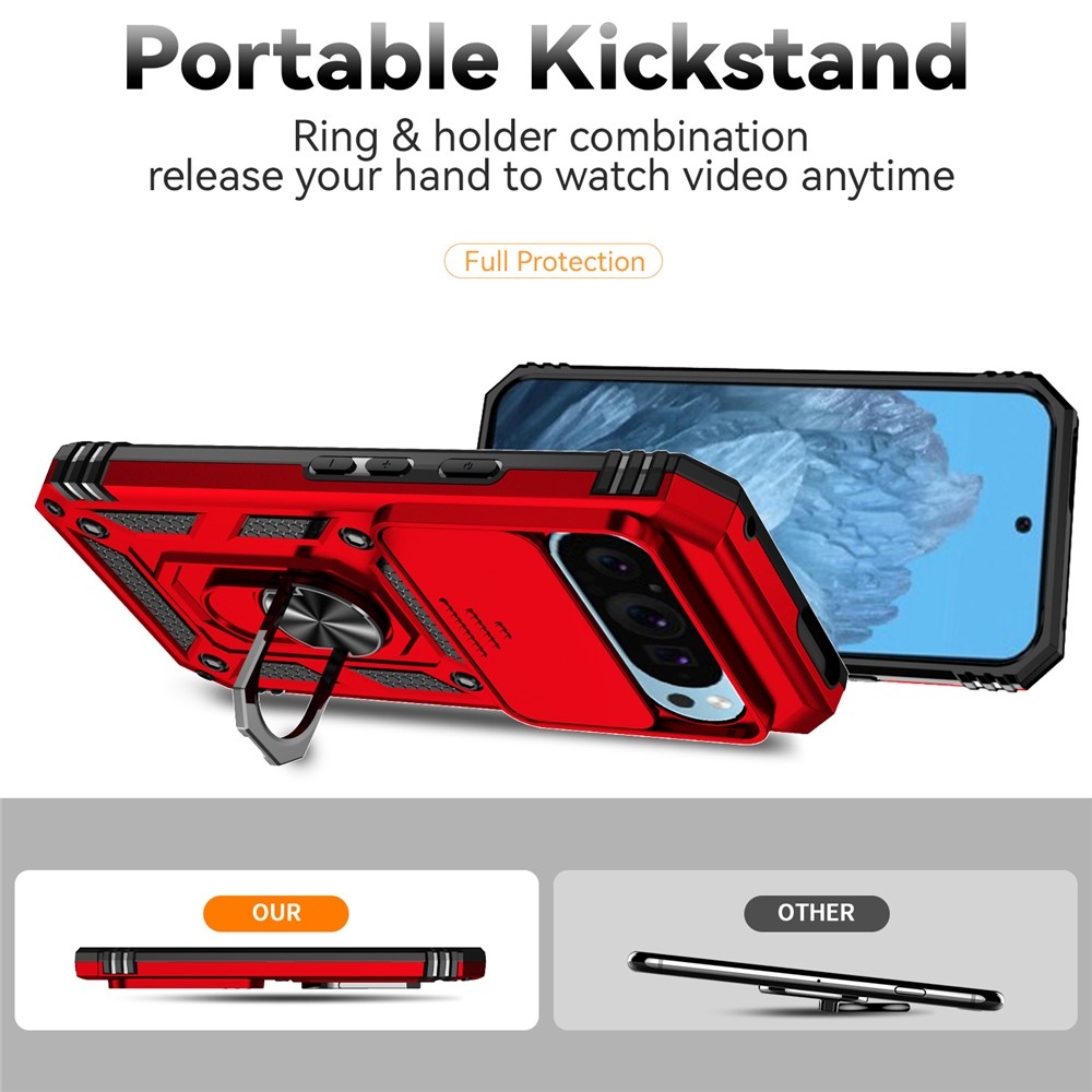 Slide odolný kryt na Pixel 10 Pro/Pixel 10/9 Pro/9 - červený