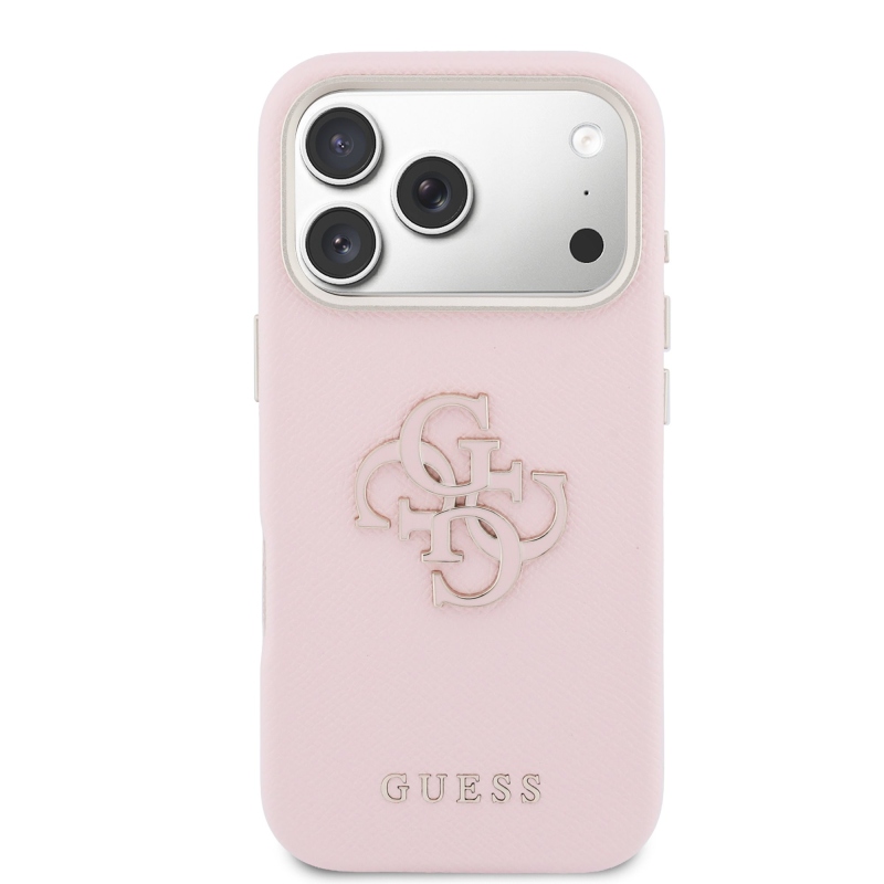 Zadný kryt s logom Guess PU Resin pre iPhone 17 Pro Pink