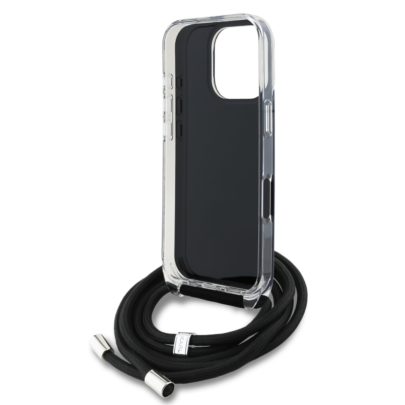 Karl Lagerfeld IML Crossbody K&CH Heads Zadný Kryt pre iPhone 16 Pro Black
