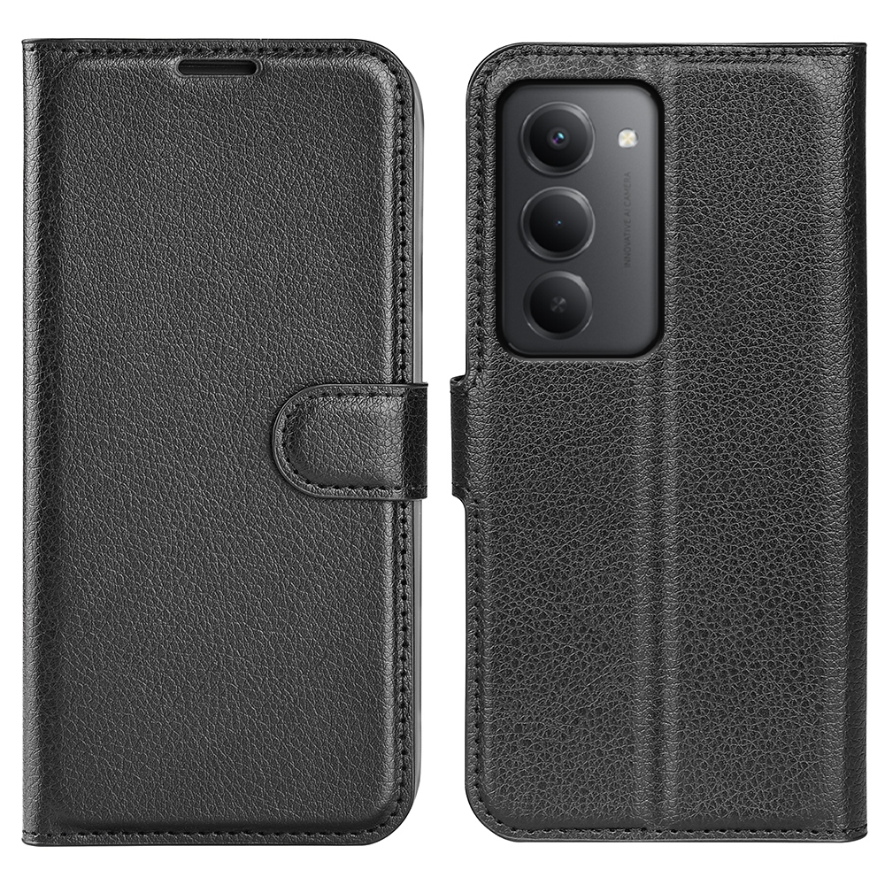 Litchi knižkové púzdro na Xiaomi Redmi 15 4G/5G (171mm) - čierne