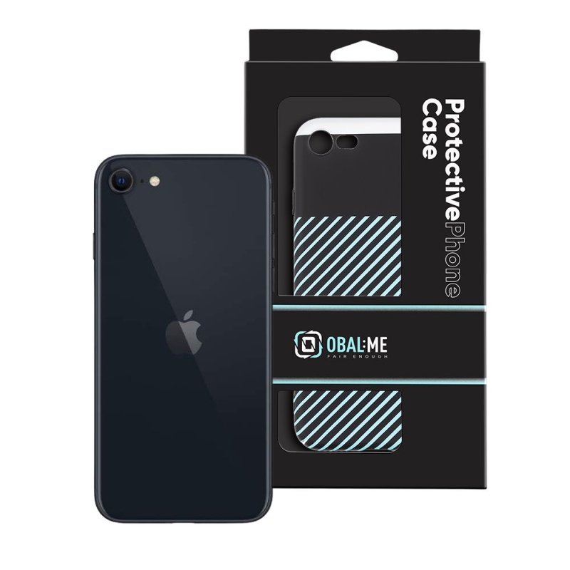 OBAL:ME Flossy Stripes Kryt pre Apple iPhone 7/8/SE2020/SE2022 Black/Sky Blue