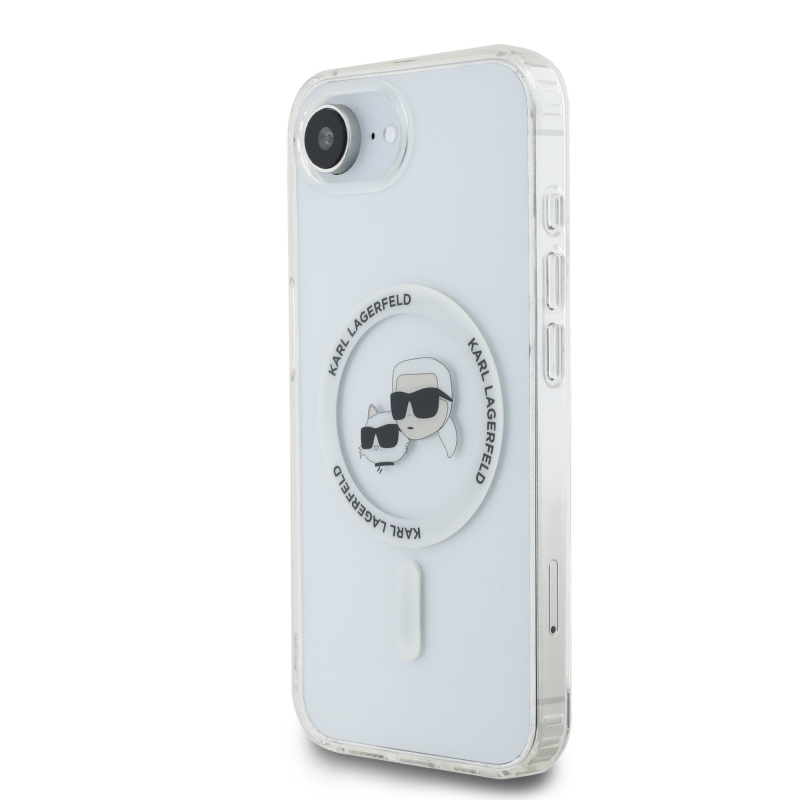Karl Lagerfeld IML K&CH Heads Metal Frame MagSafe Zadný Kryt pre iPhone 16e Transparent
