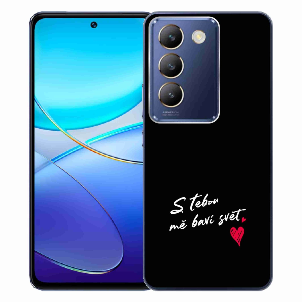 Gélový kryt mmCase na Vivo V40 SE 4G/5G - zamilovaný text 1 čierne pozadie