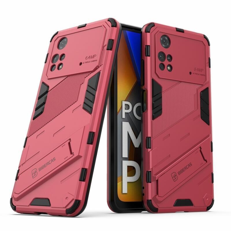 Guard odolný hybridný kryt s výklopným stojanom na mobil Xiaomi Poco M4 Pro 4G - rose