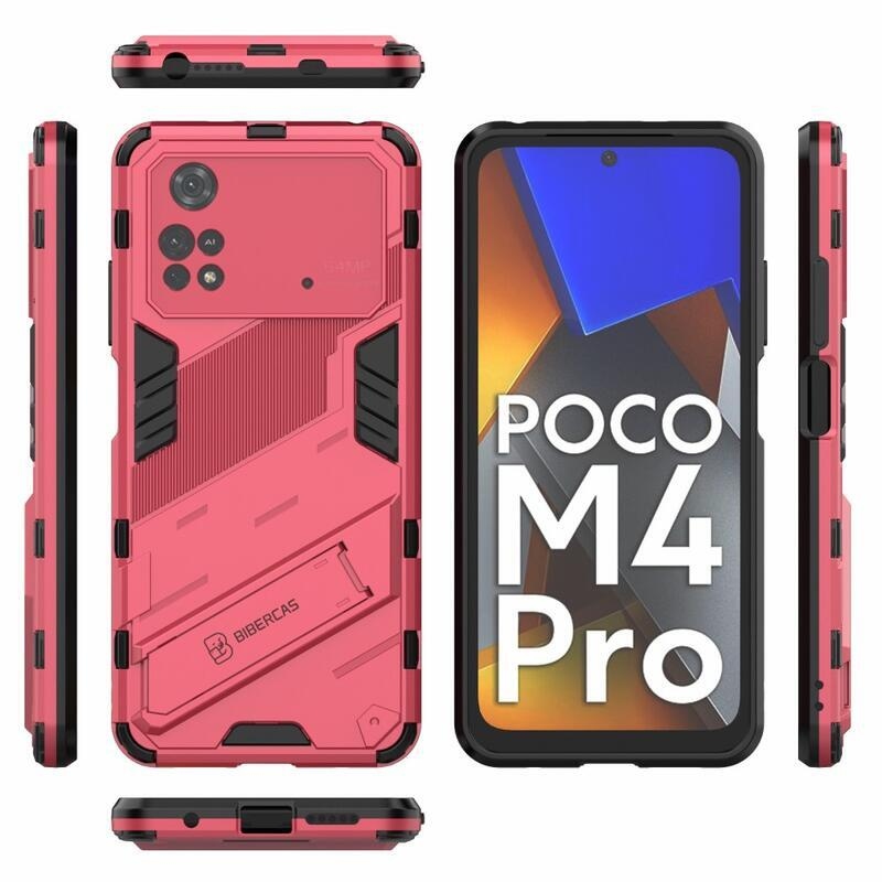 Guard odolný hybridný kryt s výklopným stojanom na mobil Xiaomi Poco M4 Pro 4G - rose