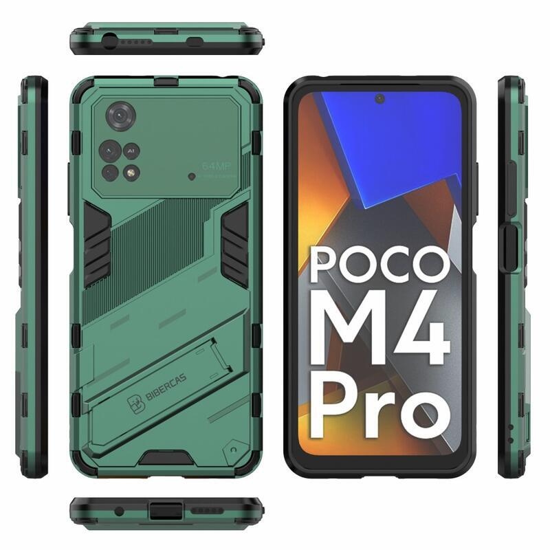 Guard odolný hybridný kryt s výklopným stojanom na mobil Xiaomi Poco M4 Pro 4G - zelený