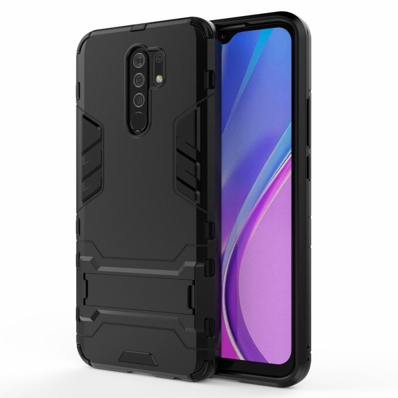 Guard odolný hybridný kryt s výklopným stojanom na mobil Xiaomi Redmi 9 - čierny