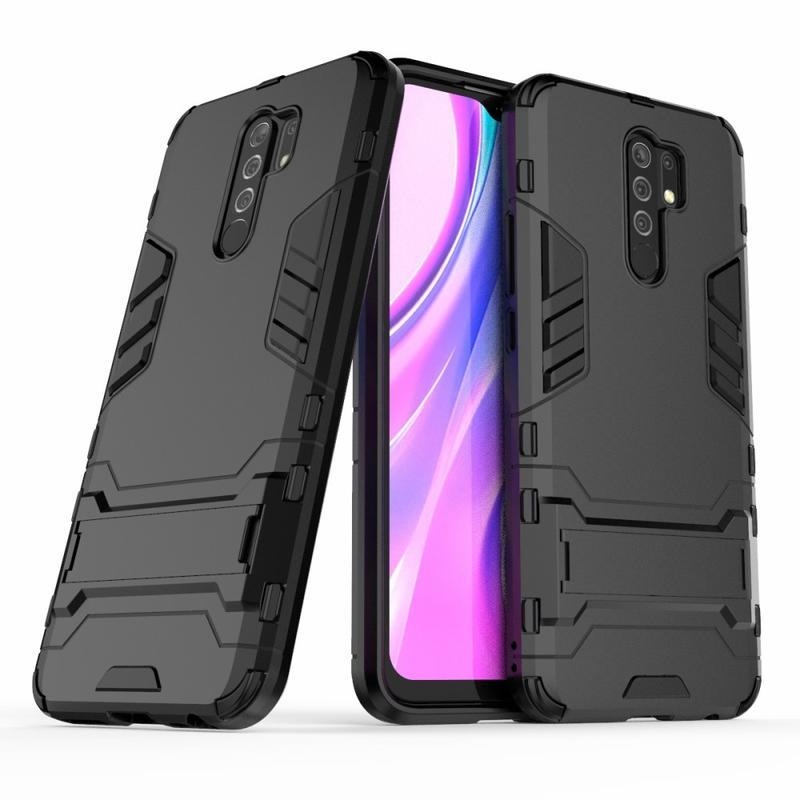 Guard odolný hybridný kryt s výklopným stojanom na mobil Xiaomi Redmi 9 - čierny