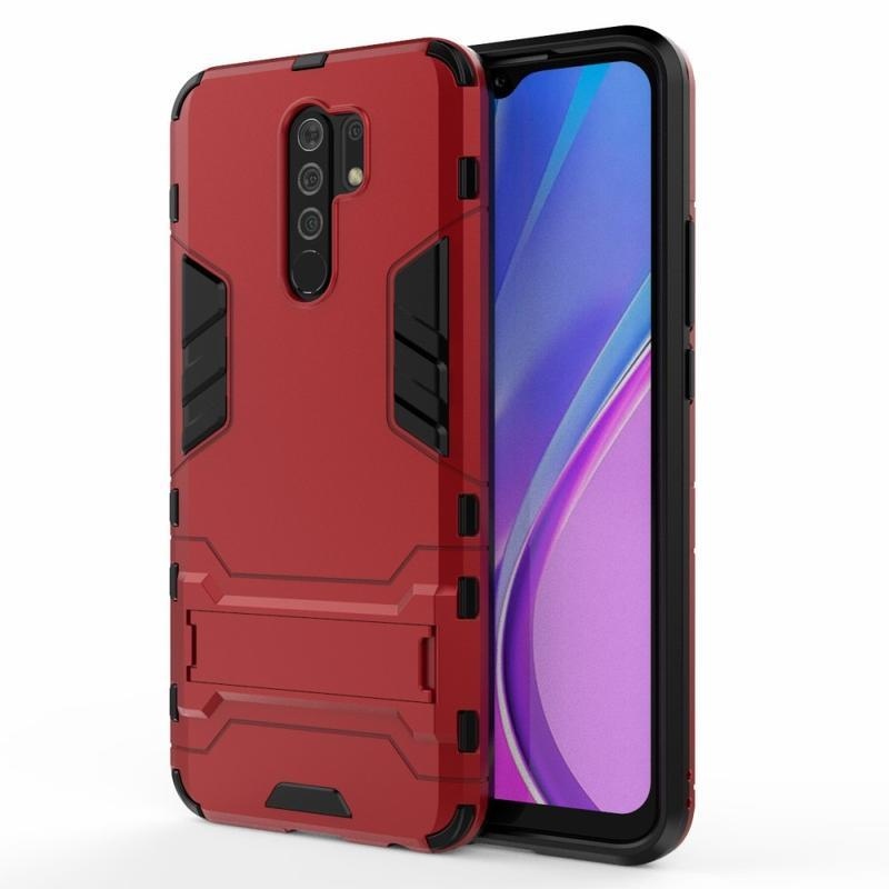 Guard odolný hybridný kryt s výklopným stojanom na mobil Xiaomi Redmi 9 - červený