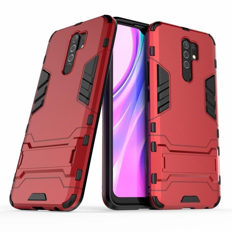 Guard odolný hybridný kryt s výklopným stojanom na mobil Xiaomi Redmi 9 - červený