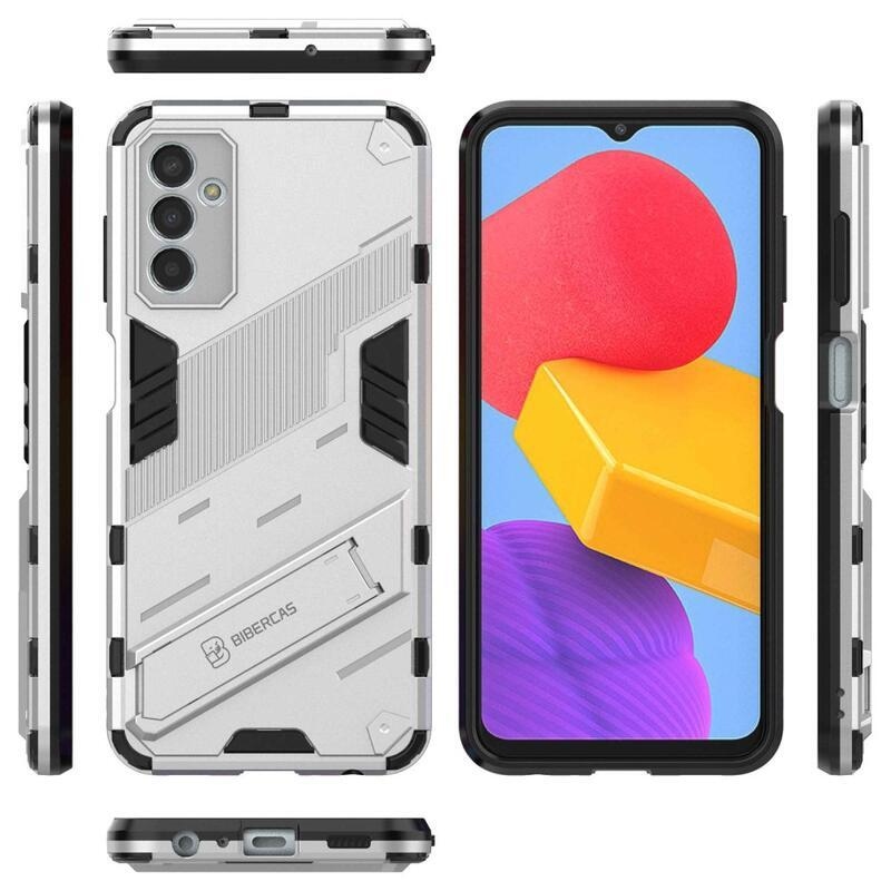 Armory odolný hybridný kryt s výklopným stojanom pre mobil Samsung Galaxy M13 4G - biely