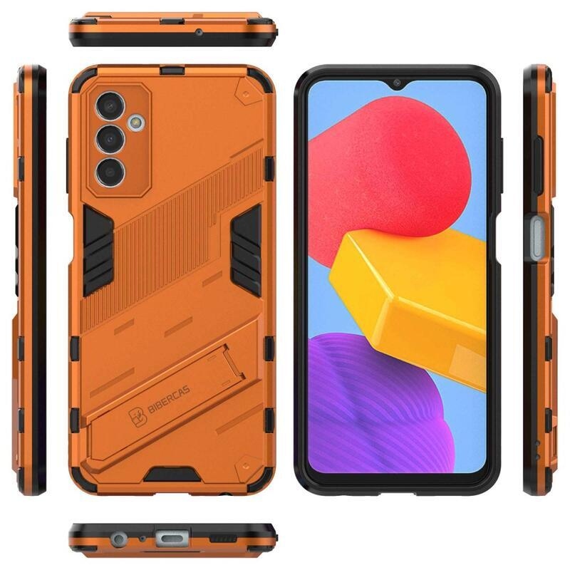 Armory odolný hybridný kryt s výklopným stojanom pre mobil Samsung Galaxy M13 4G - oranžový