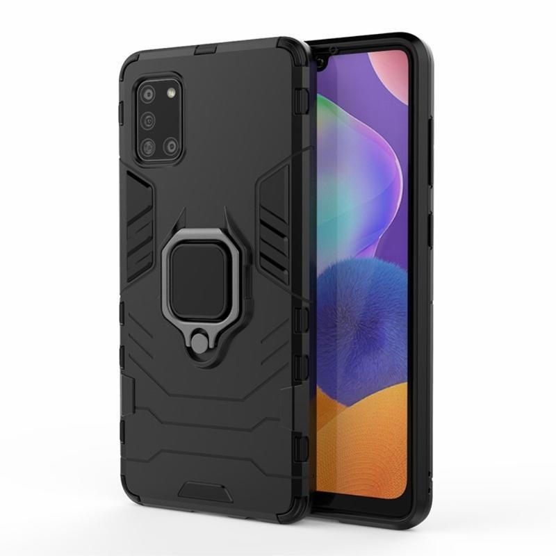 Guardy odolný hybridný obal s krúžkom na prst pre mobil Samsung Galaxy A31 - čierny