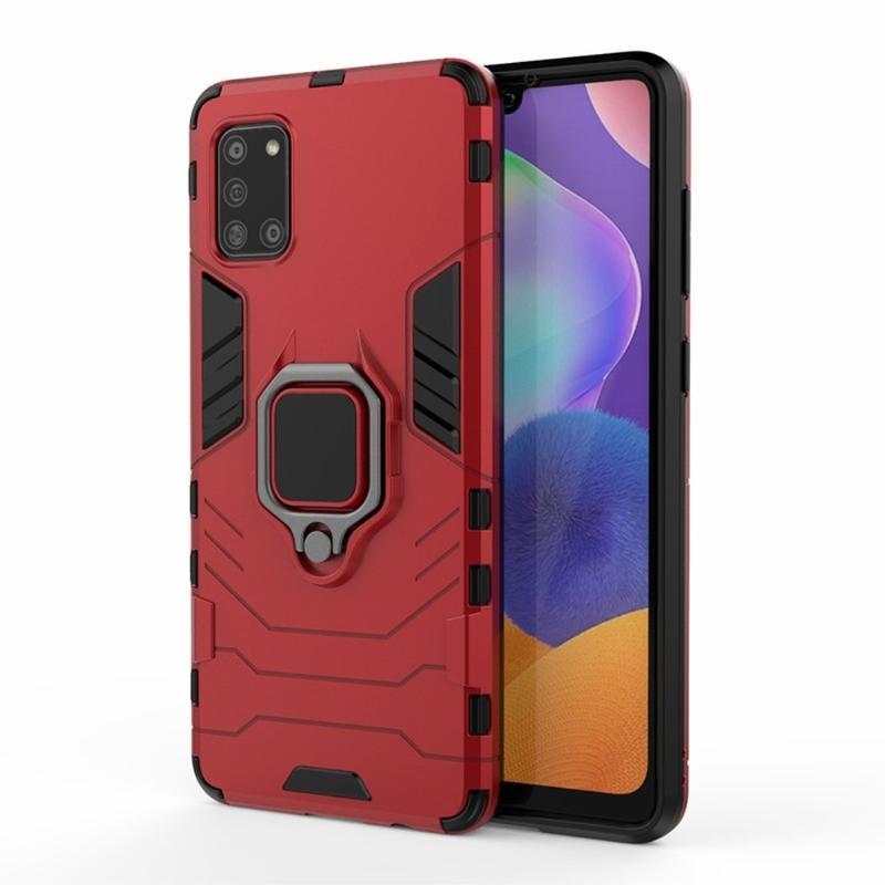 Guardy odolný hybridný obal s krúžkom na prst pre mobil Samsung Galaxy A31 - červený
