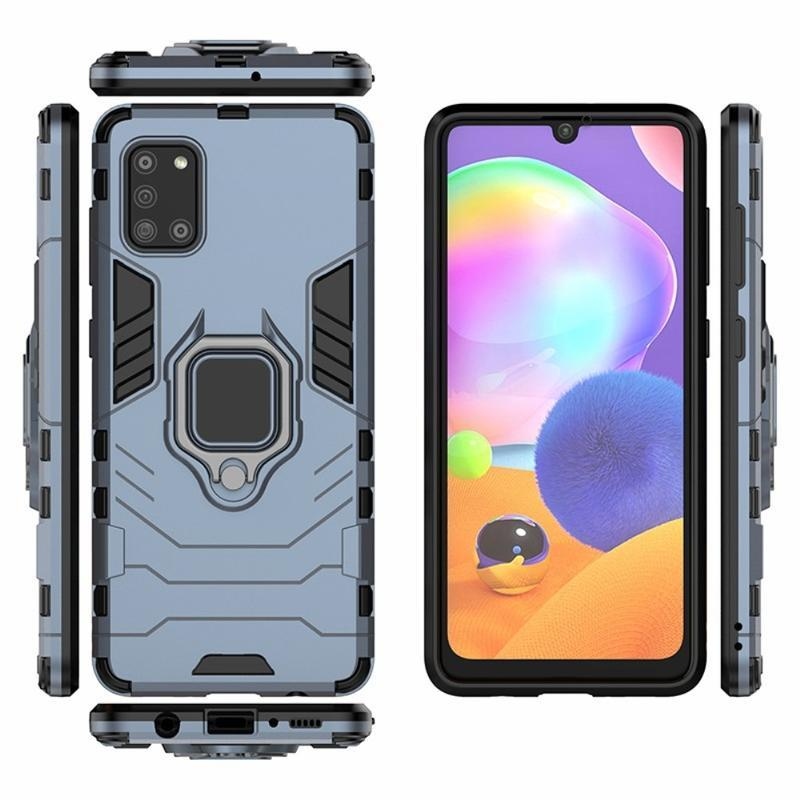 Guardy odolný hybridný obal s krúžkom na prst pre mobil Samsung Galaxy A31 - modrý