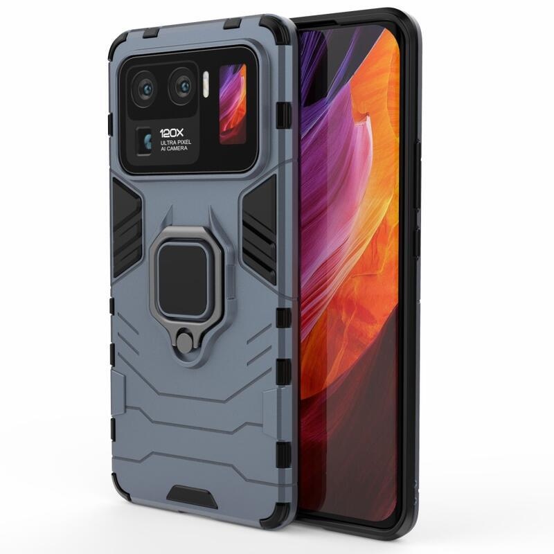 Guard odolný hybridný kryt s úchopom na prst na mobil Xiaomi Mi 11 Ultra - modrý