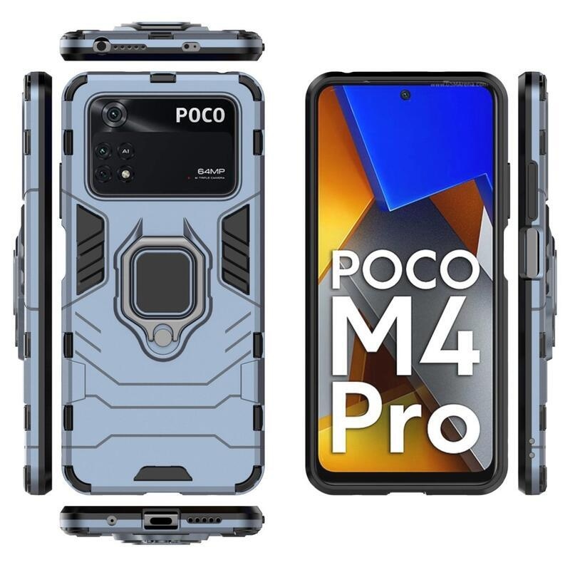 Guardy odolný hybridný kryt s úchopom na prst na mobil Xiaomi Poco M4 Pro 4G - modrý