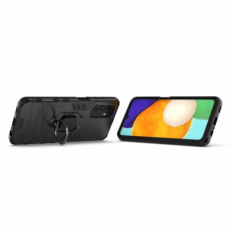 Guardy odolný hybridný kryt s úchopom na prst pre mobil Samsung Galaxy A13 5G/Galaxy A04s (164.7 x 76.7 x 9.1 mm) - čierny