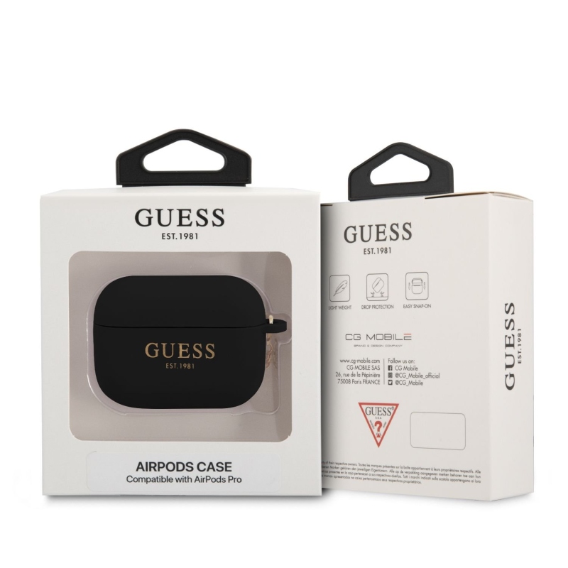 Guess 4G Charms Silikónové Puzdro pre Airpods Pro Black