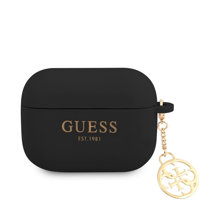 Guess 4G Charms Silikónové Puzdro pre Airpods Pro Black